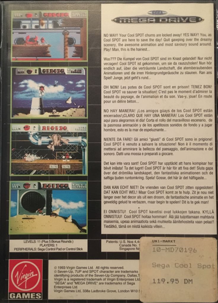Cool Spot - Sega Mega Drive (Sega - 1) video game collectible [Barcode 1973785020152] - Main Image 2