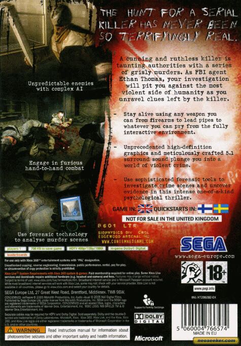 Condemned: Criminal Origins - Valve Steam (Sega - 1) video game collectible - Main Image 2