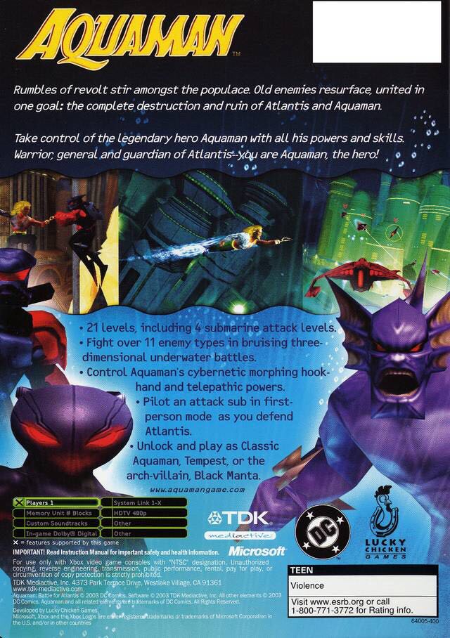 Aquaman: Battle for Atlantis - Microsoft Xbox (TDK Mediactive/Warner Bros. Interactive Entertainment - 1) video game collectible [Barcode 400091631488] - Main Image 2