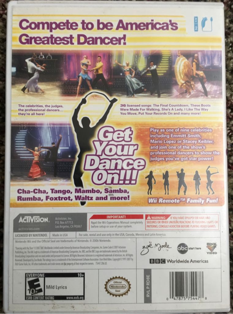 Dancing with the Stars - Nintendo Wii (Activision/ABC Games - 2) video game collectible [Barcode 047875754478] - Main Image 2