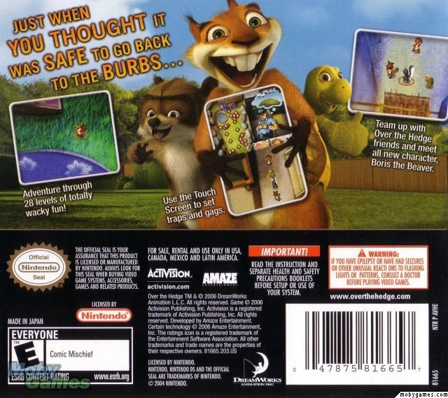 Over The Hedge Hammy Goes Nuts! - Nintendo DS (Nintendo - 1) video game collectible [Barcode 047875816657] - Main Image 2