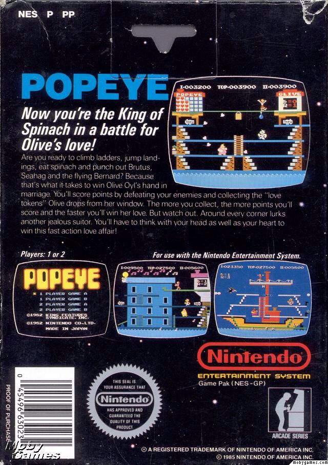 Popeye - Nintendo Entertainment System (NES) video game collectible - Main Image 2