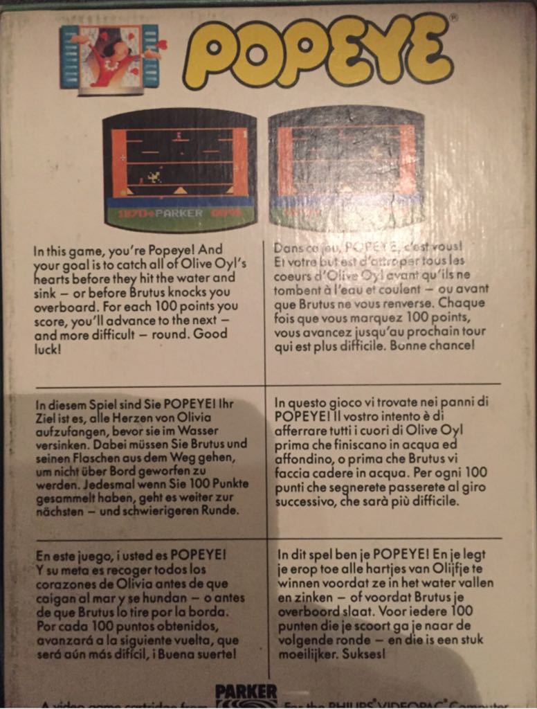 Popeye - Magnavox Odyssey II (Parker Brothers) video game collectible - Main Image 2