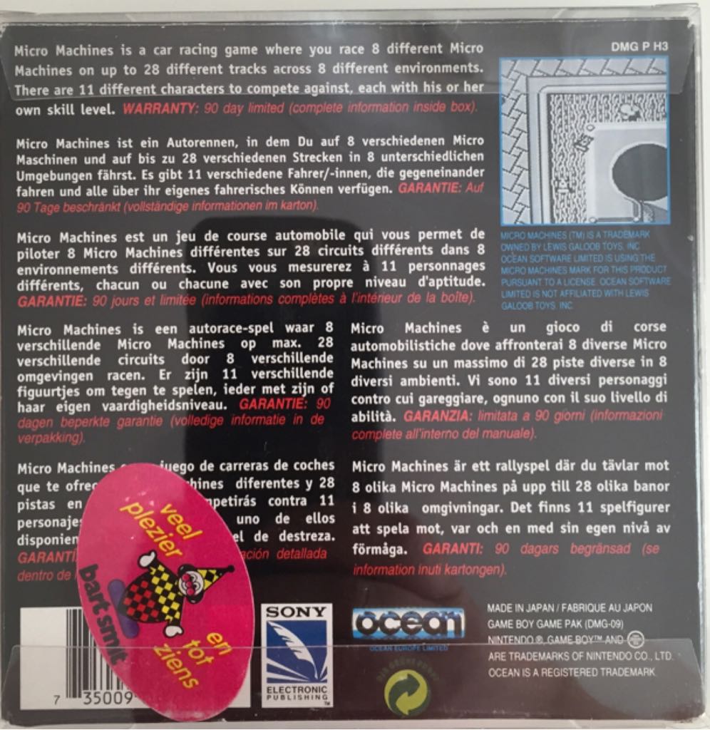 Micro Machines - Nintendo Game Boy (Codemasters - 2) video game collectible [Barcode 020295020170] - Main Image 2