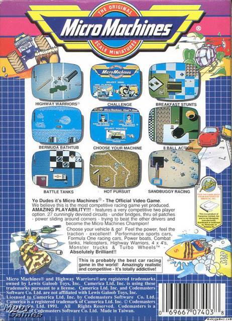 Micro Machines - Nintendo Entertainment System (NES) (Camerica - 2) video game collectible [Barcode 069667074038] - Main Image 2
