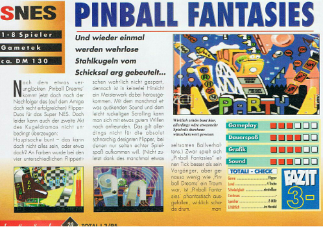 Pinball Fantasies - Nintendo Super Nintendo Entertainment System (SNES) (GameTek - 1) video game collectible - Main Image 2