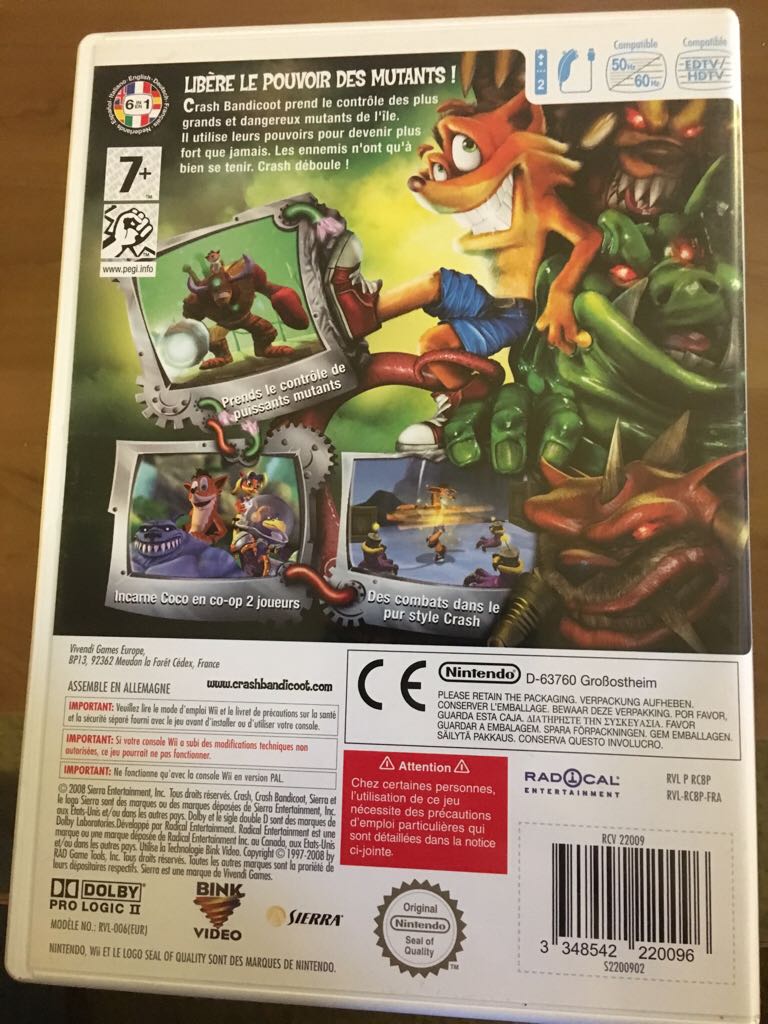 Crash Bandicoot Génération Mutant - Nintendo Wii video game collectible [Barcode 3348542220096] - Main Image 2