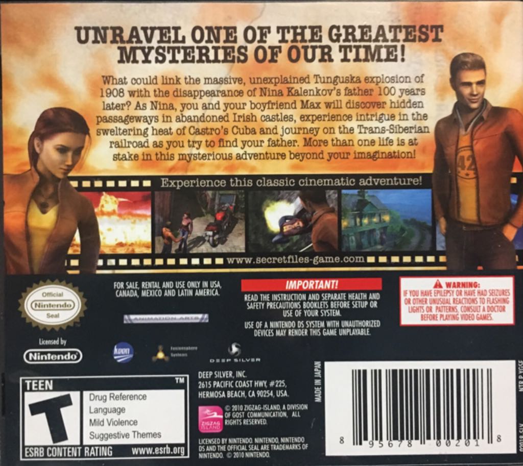 Secret Files: Tunguska - Nintendo DS (1) video game collectible [Barcode 895678002018] - Main Image 2
