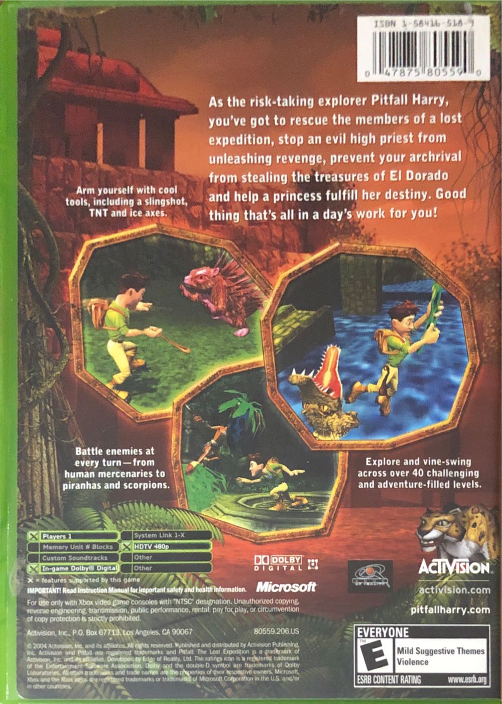 Pitfall: The Lost Expedition - Microsoft Xbox (Activision Blizzard - 1) video game collectible [Barcode 047875805590] - Main Image 2