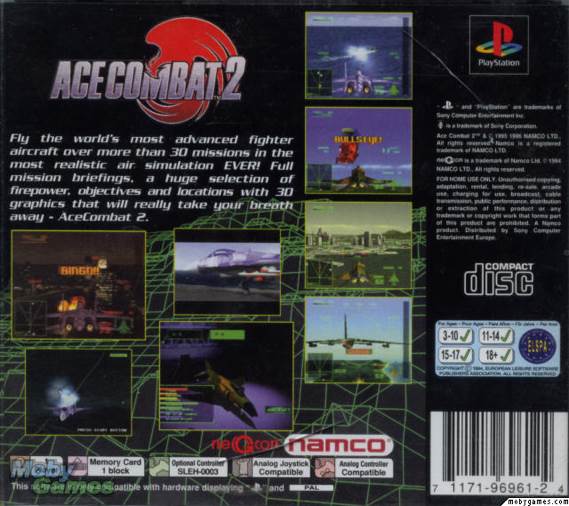 Ace Combat 2 - Sony PlayStation (Namco - 1) video game collectible [Barcode 711719696124] - Main Image 2
