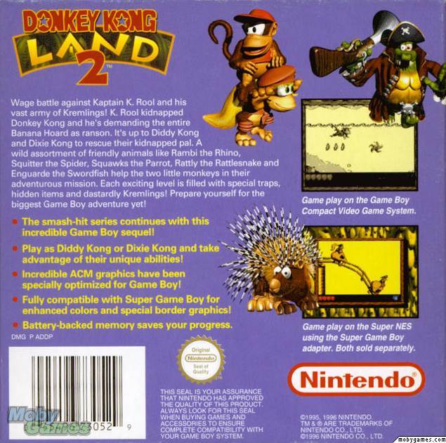 Donkey Kong Land 2 - Nintendo Game Boy (Nintendo - 1) video game collectible [Barcode 045496730529] - Main Image 2