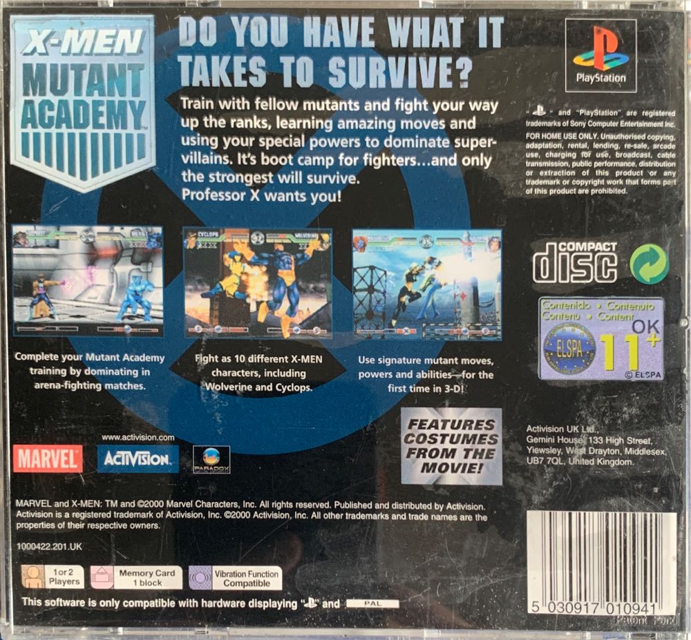 X-Men: Mutant Academy - Sony PlayStation (Activision - 2) video game collectible [Barcode 5030917010941] - Main Image 2