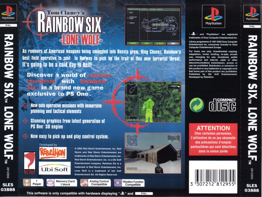 Rainbow Six Lone Wolf - Sony PlayStation (Ubisoft™ - 1) video game collectible [Barcode 3307212812955] - Main Image 2