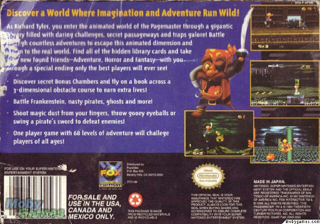 The Pagemaster - Nintendo Super NES Classic video game collectible - Main Image 2