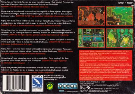 Adventures Of Mighty Max, The - Nintendo Super Nintendo Entertainment System (SNES) (Ocaen - 1) video game collectible [Barcode 020295050160] - Main Image 2