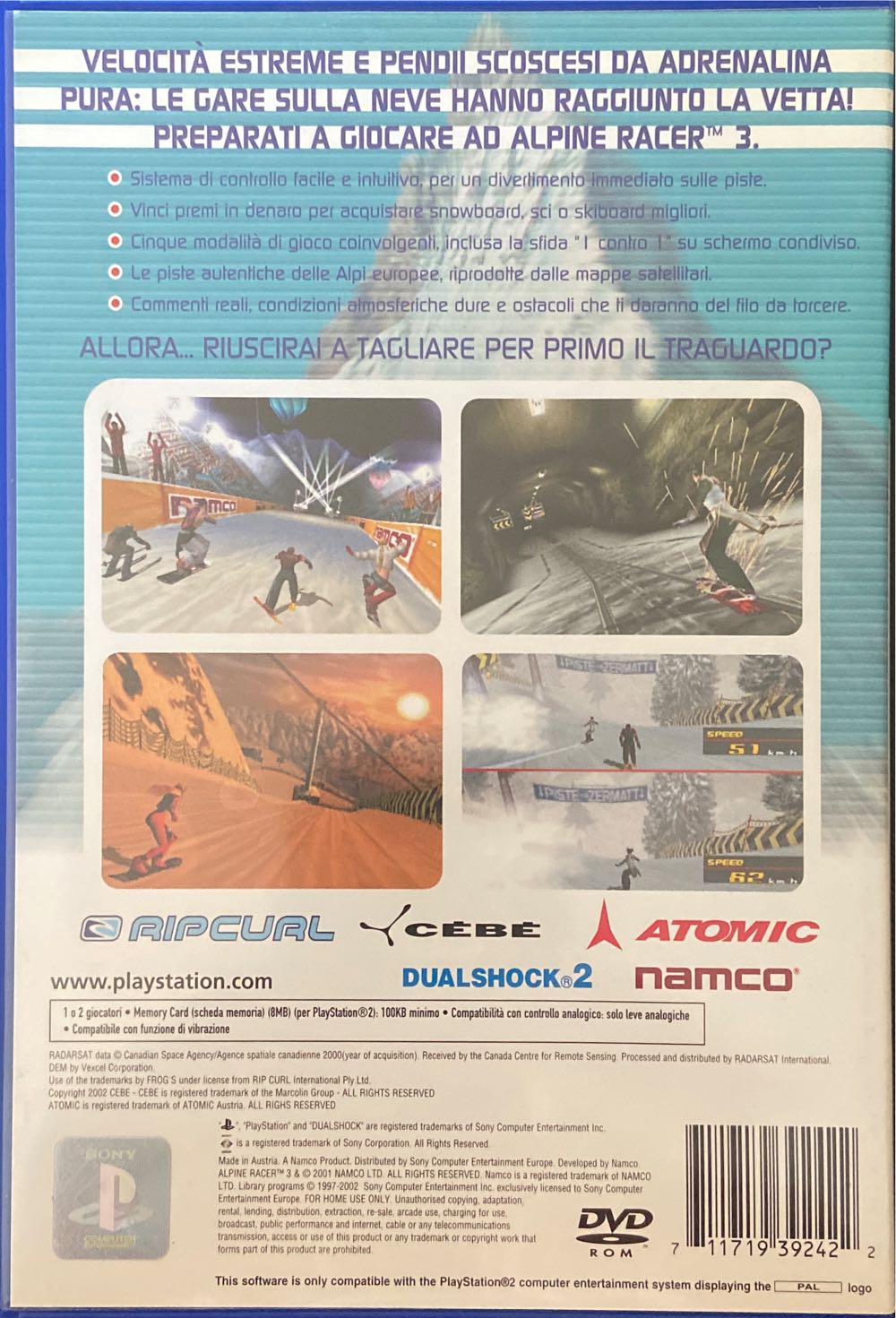 Alpine Racer 3 - Sony PlayStation 2 (PS2) (Namco - 1-2) video game collectible [Barcode 711719392422] - Main Image 2