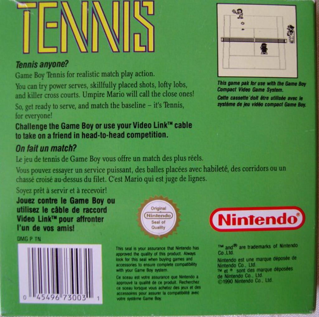 Tennis - Nintendo Game Boy video game collectible - Main Image 2