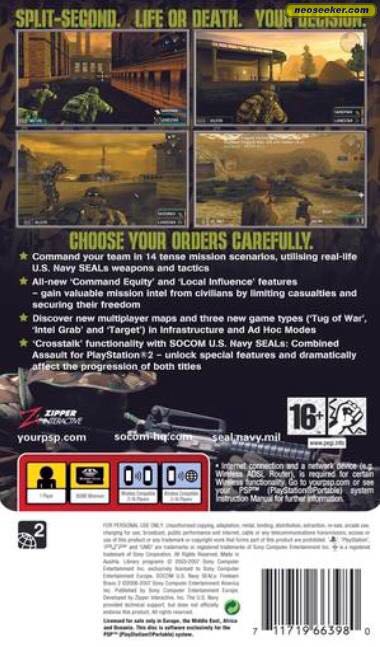 SOCOM U.S. Navy SEALs: Fireteam Bravo - Sony PlayStation Portable (PSP) (Sony Computer Entertainment - 16) video game collectible [Barcode 711719658160] - Main Image 2