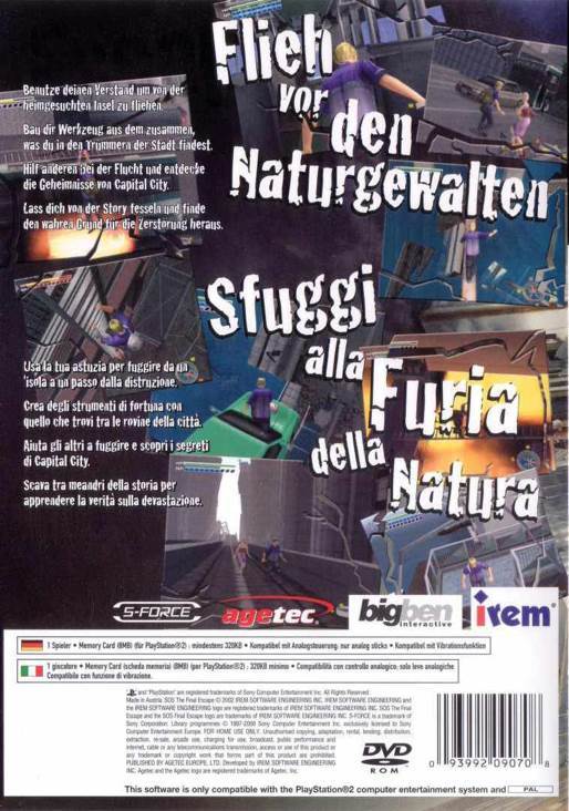 Sos: The Final Escape - Sony PlayStation 2 (PS2) (Agetec - 1) video game collectible [Barcode 093992090609] - Main Image 2