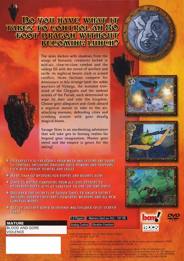 Savage Skies - Sony PlayStation 2 (PS2) (Bam Entertainment - 2) video game collectible [Barcode 682384620076] - Main Image 2