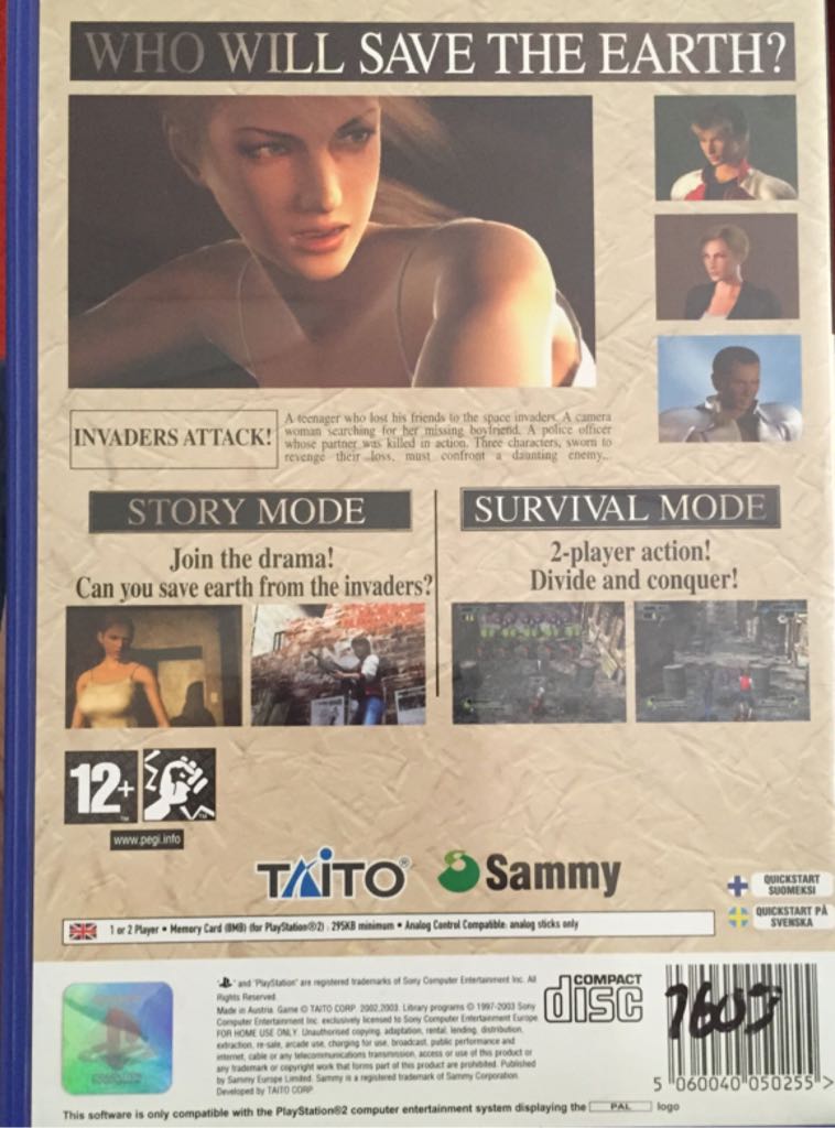 Space Invaders: Invasion Day - Sony PlayStation 2 (PS2) (Taito - 2) video game collectible [Barcode 5060040050255] - Main Image 2