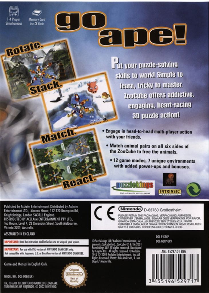 Zoocube - Nintendo GameCube (Acclaim - 1) video game collectible [Barcode 3455196529755] - Main Image 2