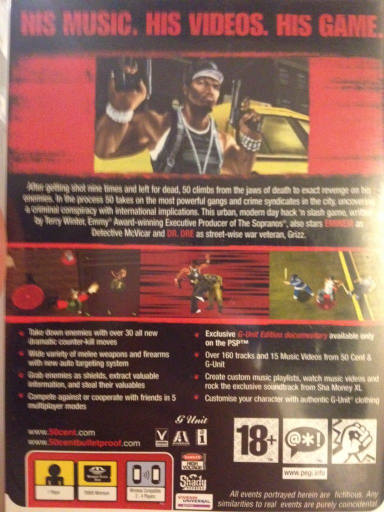 50 Cent: Bulletproof G Unit Edition - Sony PlayStation Portable (PSP) (Vivendi Universal Games - 1-4) video game collectible [Barcode 020626724852] - Main Image 2