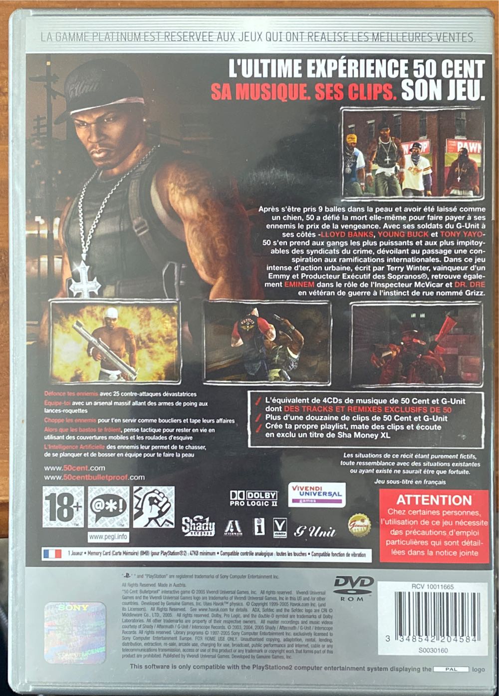 50 Cent Bulletproof - Sony PlayStation 2 (PS2) (Vivendi Games - 1) video game collectible [Barcode 3348542204584] - Main Image 2