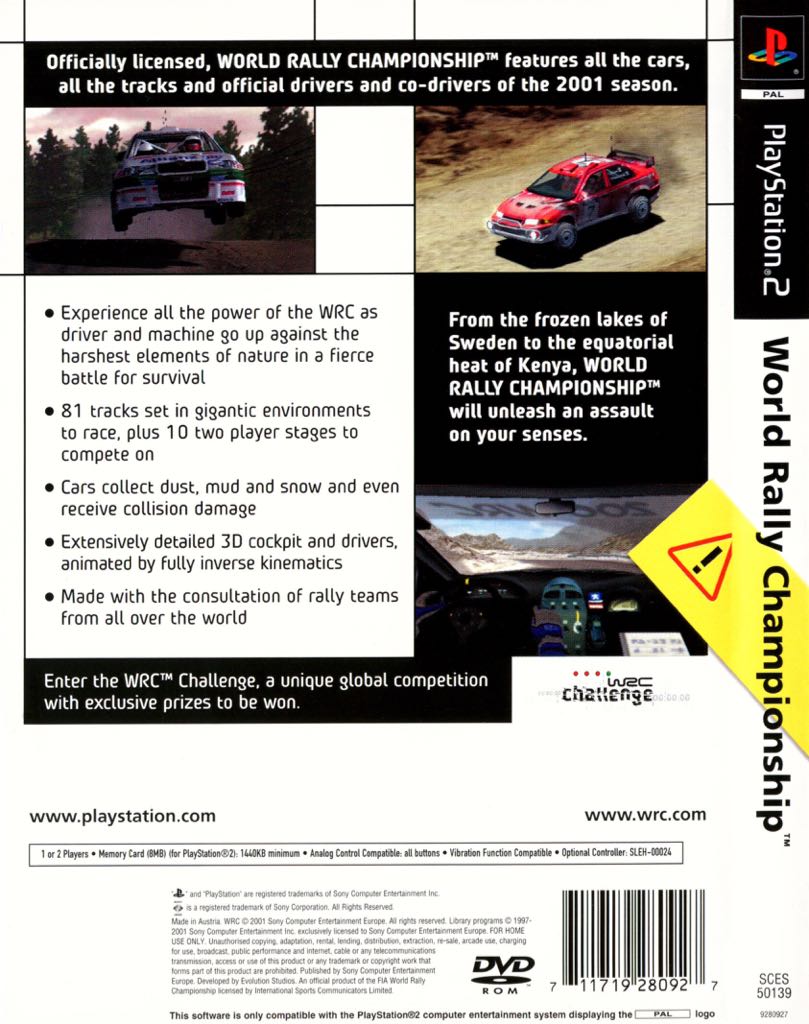 WRC - Sony PlayStation 2 (PS2) (Sony Computer Entertainment America - 1-2) video game collectible [Barcode 682384620090] - Main Image 2