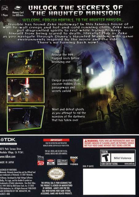 The Haunted Mansion - Nintendo GameCube video game collectible [Barcode 3906963015] - Main Image 2