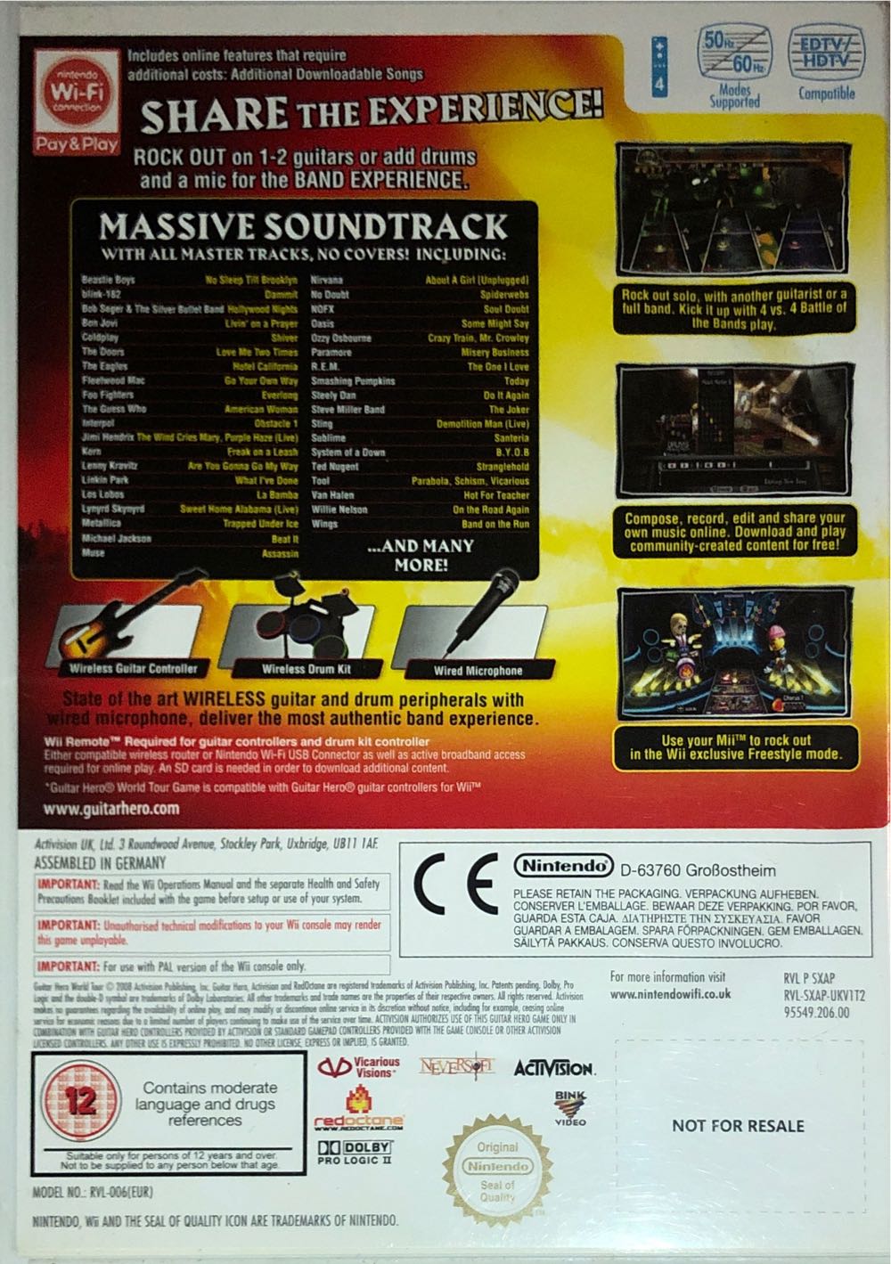 Guitar Hero World Tour - Nintendo Wii video game collectible [Barcode 5030917061745] - Main Image 2