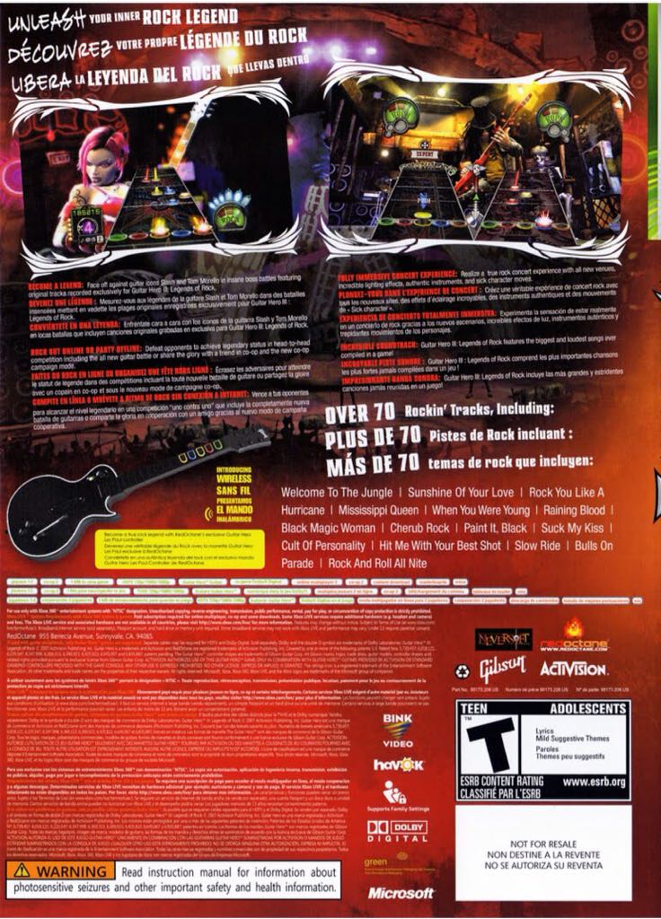Guitar Hero III Legends of Rock - Microsoft Xbox 360 (Activision - 1) video game collectible [Barcode 047875951914] - Main Image 2