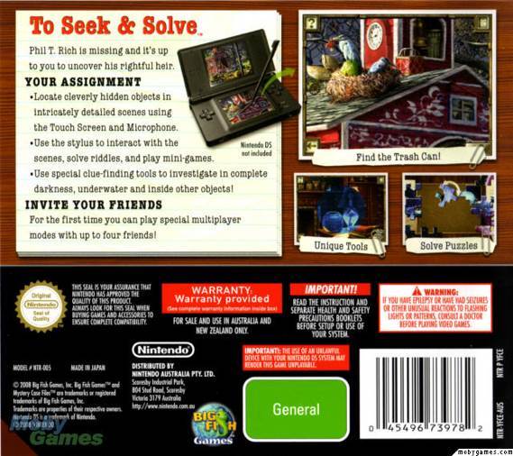 Mystery Case Files Millionheir - Nintendo DS video game collectible [Barcode 045496468422] - Main Image 2