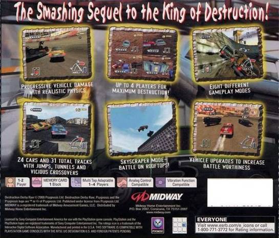 Destruction Derby Raw - Sony PlayStation (SCEA - 1) video game collectible [Barcode 031719268429] - Main Image 2
