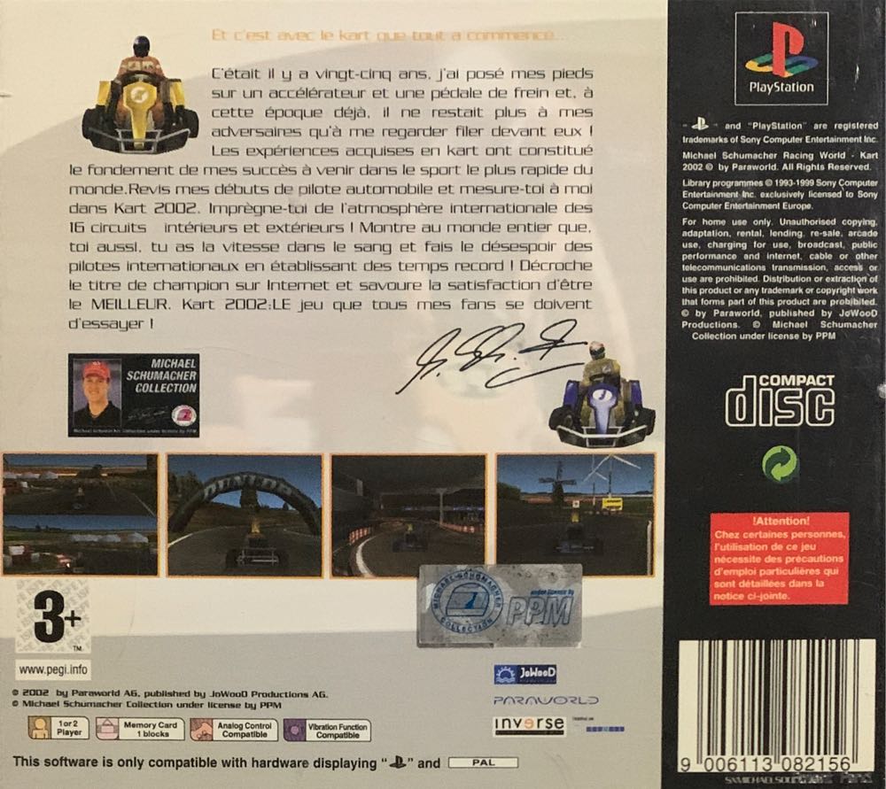 Michael Schumacher Racing World Kart 2002 - Sony PlayStation (JoWooD Productions - 1-2) video game collectible [Barcode 9006113082156] - Main Image 2