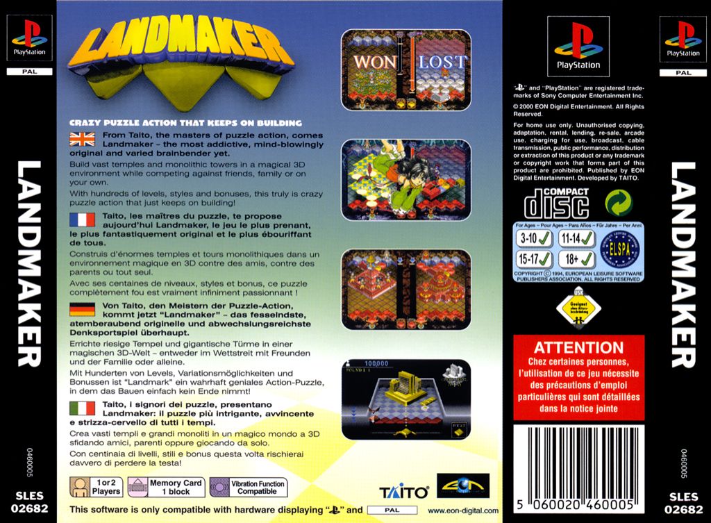 Landmaker - Sony PlayStation (EON Digital - 1-2) video game collectible [Barcode 5060020460005] - Main Image 2