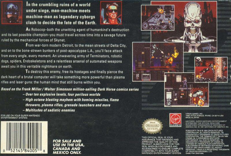 Robocop Versus the Terminator - Nintendo Super Nintendo Entertainment System (SNES) (Virgin Interactive Entertainment - 1) video game collectible - Main Image 2