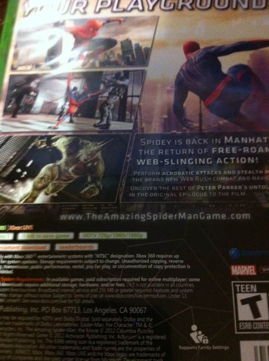 Amazing Spider-Man, The - Microsoft Xbox 360 (Activison - 1) video game collectible [Barcode 047875844254] - Main Image 2