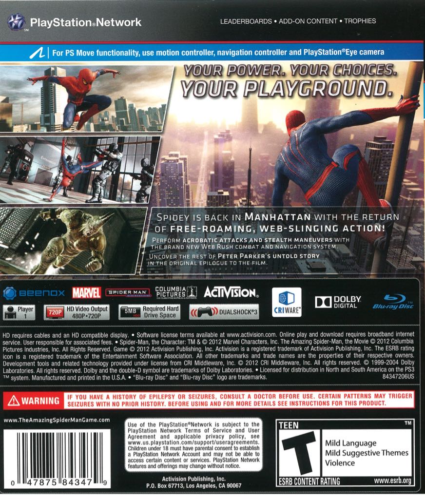 The Amazing Spider-Man - Sony PlayStation 3 (PS3) (Activision Blizzard - 1) video game collectible [Barcode 5030917107825] - Main Image 2