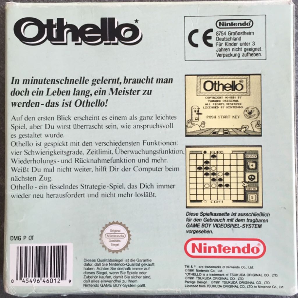 Othello - Nintendo Game Boy (Nintendo of Europe - 1) video game collectible [Barcode 045496460129] - Main Image 2