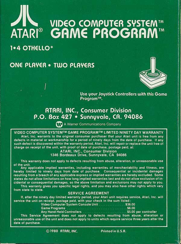 Othello - Atari 2600 (Atari - 2) video game collectible - Main Image 2