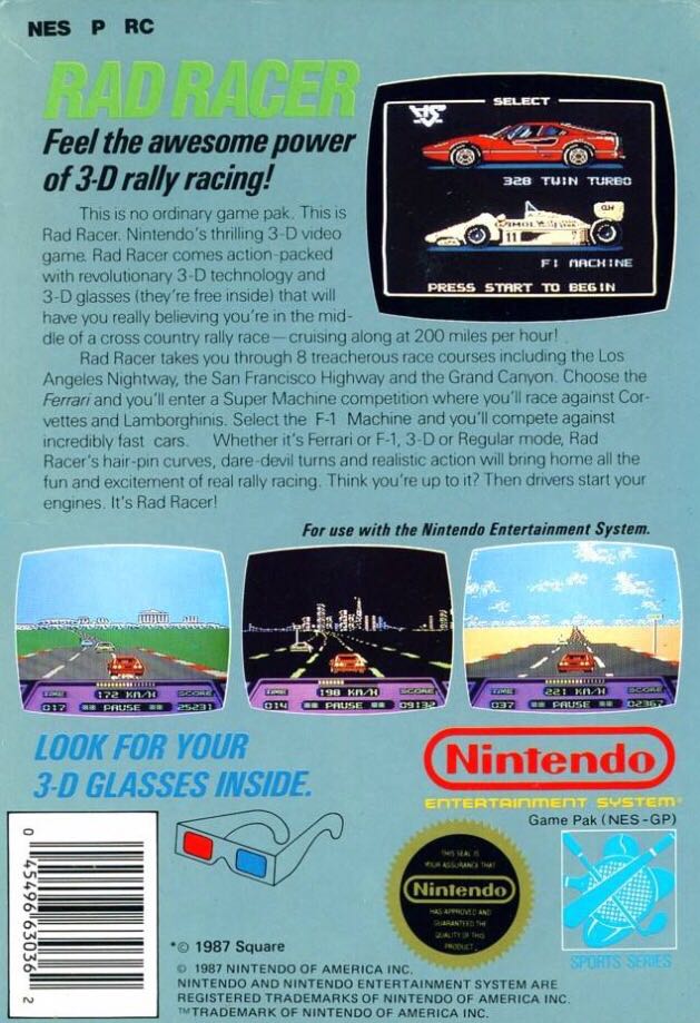 Rad Racer - Nintendo Entertainment System (NES) video game collectible - Main Image 2