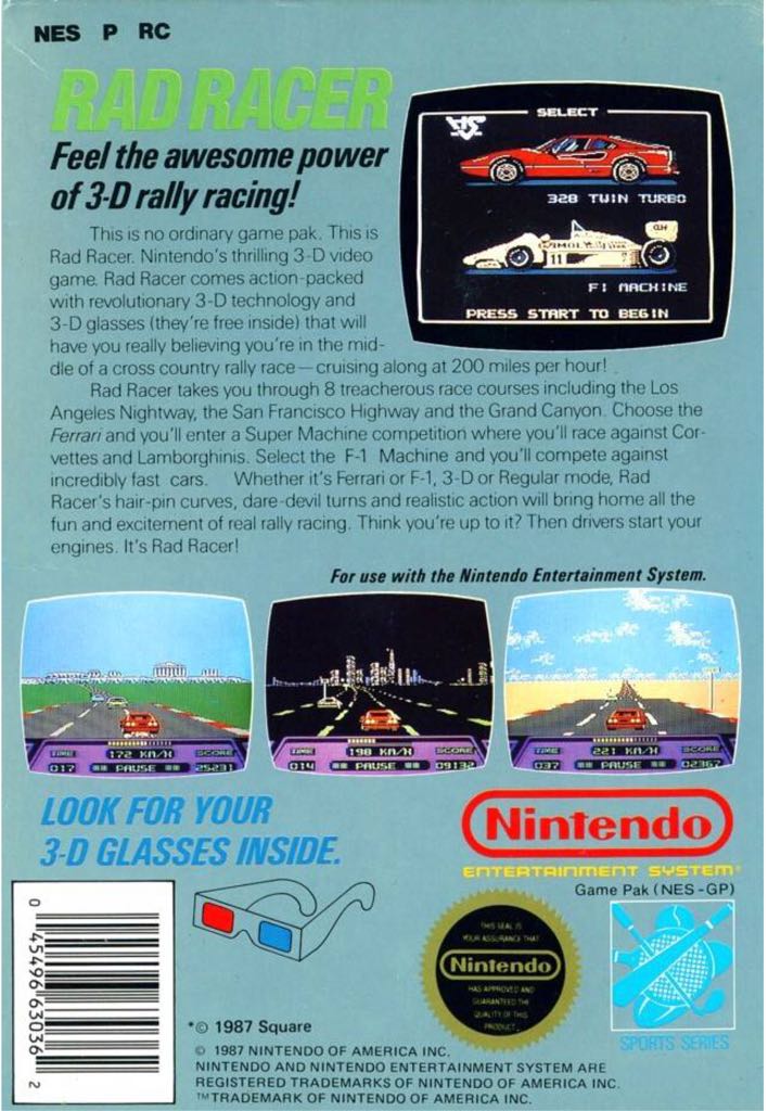 Rad Racer - Nintendo Entertainment System (NES) (Nintendo - 1) video game collectible - Main Image 2