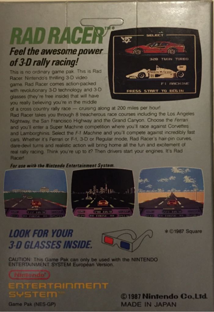 Rad Racer - Nintendo Entertainment System (NES) video game collectible - Main Image 2