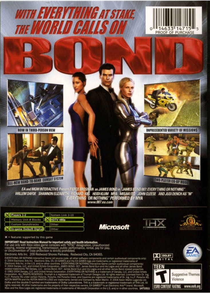 007: Everything or Nothing - Microsoft Xbox ((EA) Electronic Arts - 1) video game collectible [Barcode 5030935035438] - Main Image 2
