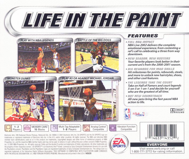 NBA Live 2002 - Sony PlayStation (Electronic Arts - 1-2) video game collectible [Barcode 014633143522] - Main Image 2