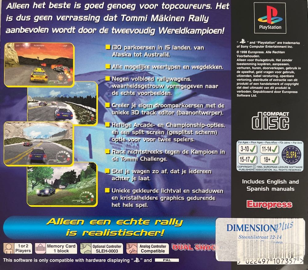 Tommi Makinen Rally - Sony PlayStation (Europress - 1-2) video game collectible [Barcode 5022497107357] - Main Image 2