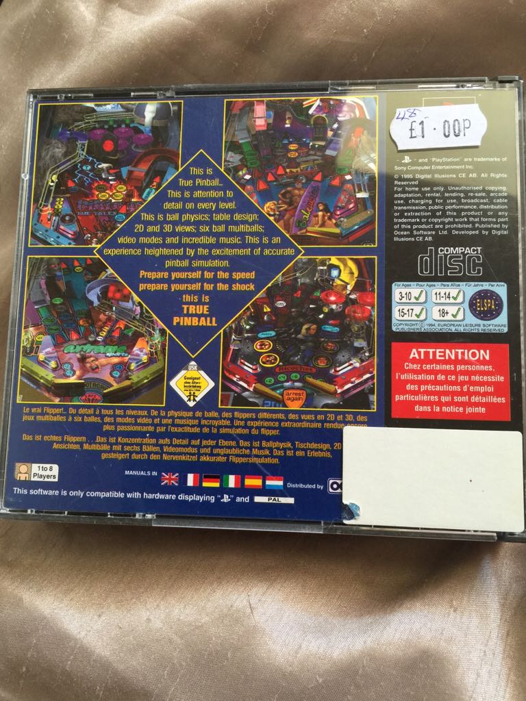 True Pinball - Sony PlayStation (Ocean - 1-8) video game collectible - Main Image 2