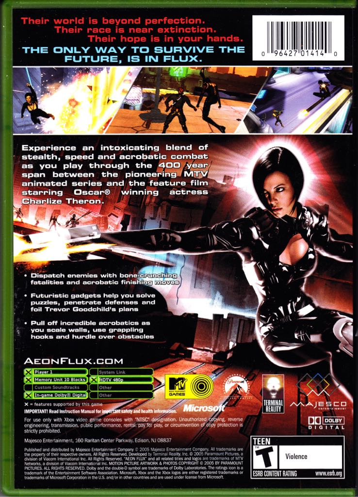 Æon Flux - Microsoft Xbox (Majesco - 1) video game collectible [Barcode 096427014140] - Main Image 2