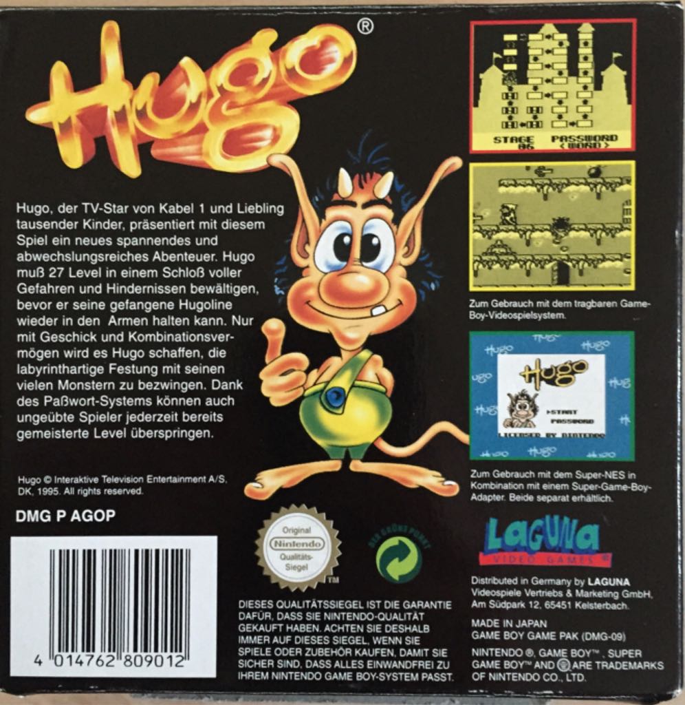 Hugo - Nintendo Game Boy (Laguna Video Games) video game collectible [Barcode 4014762809012] - Main Image 2